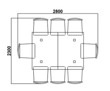 Esstisch Flächenbedarf bei Bestuhlung für 8 Personen