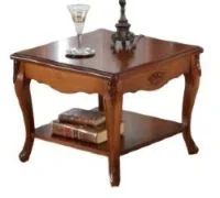 quadratischer Beistelltisch Barockstil Kirschbaum