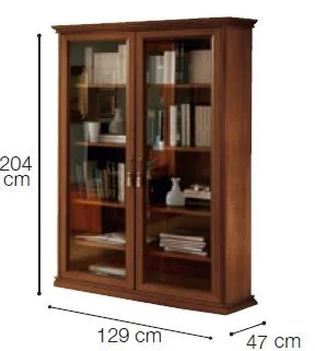 Bücherregal mit Glastüren klassisch Nussbaum Bücherregal mit Glastüren klassisch Nussbaum