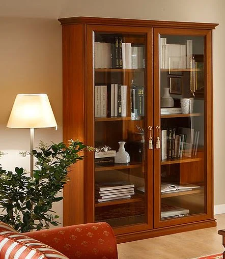 klassisches Bücherregal mit 2 Glastüren Nussbaum klassisches Bücherregal mit 2 Glastüren Nussbaum