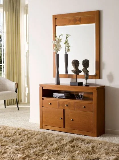 klassischer Garderobenschrank mit Spiegel in Kirschbaum