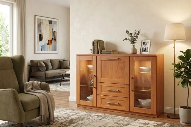 Sideboard Glastüren Kirsche massiv Cube 180 cm Sideboard Glastüren Kirsche massiv Cube 180 cm