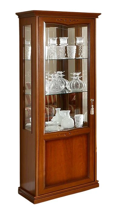 Vitrine eintuerig Nussbaum hell LED | Türanschlag R/L